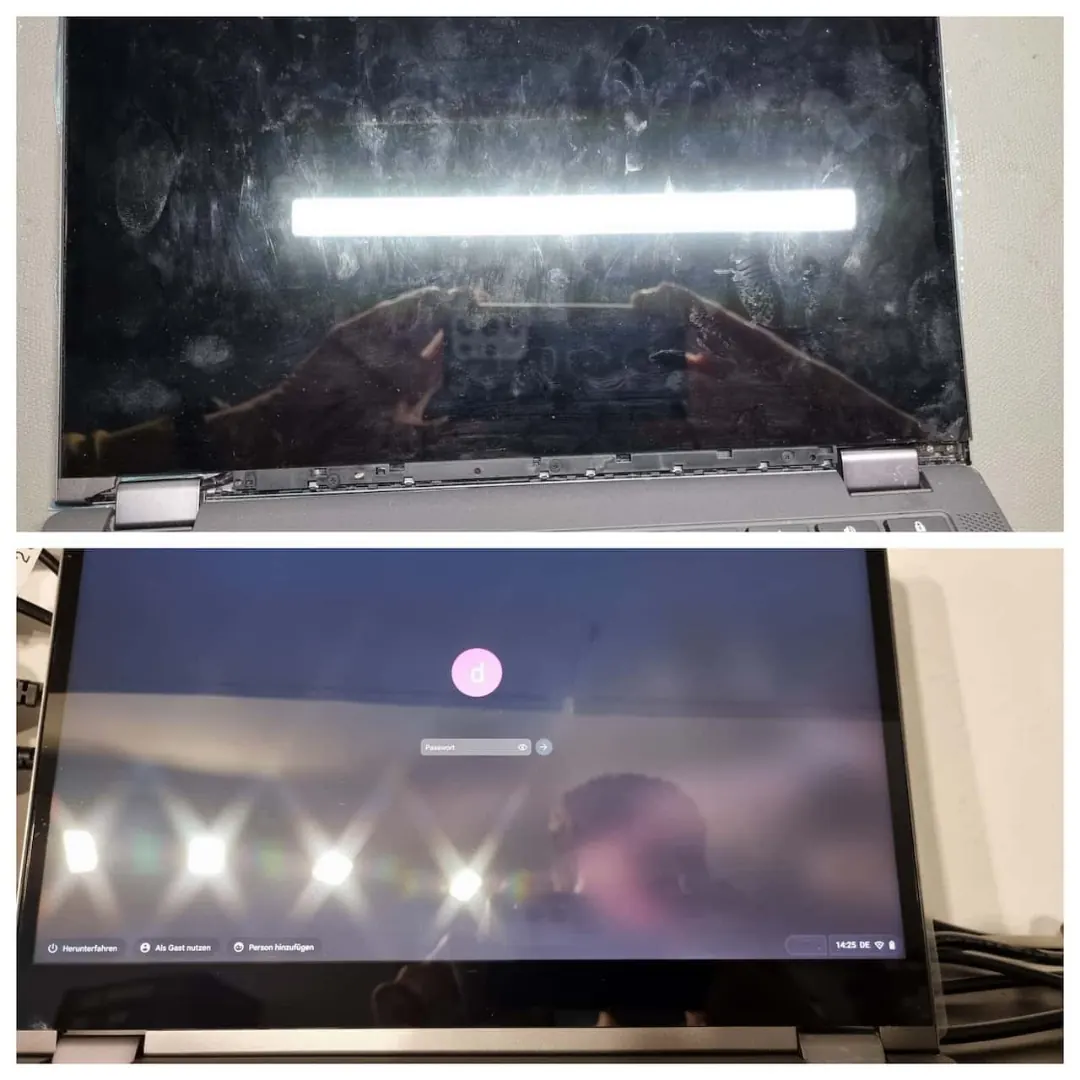 Lenovo Yoga: stark verschmutztes Touch-Display gereinigt – Anzeige wieder klar Lenovo Yoga Touchscreen Laptop Display Reinigung Reparatur AdrianRepair