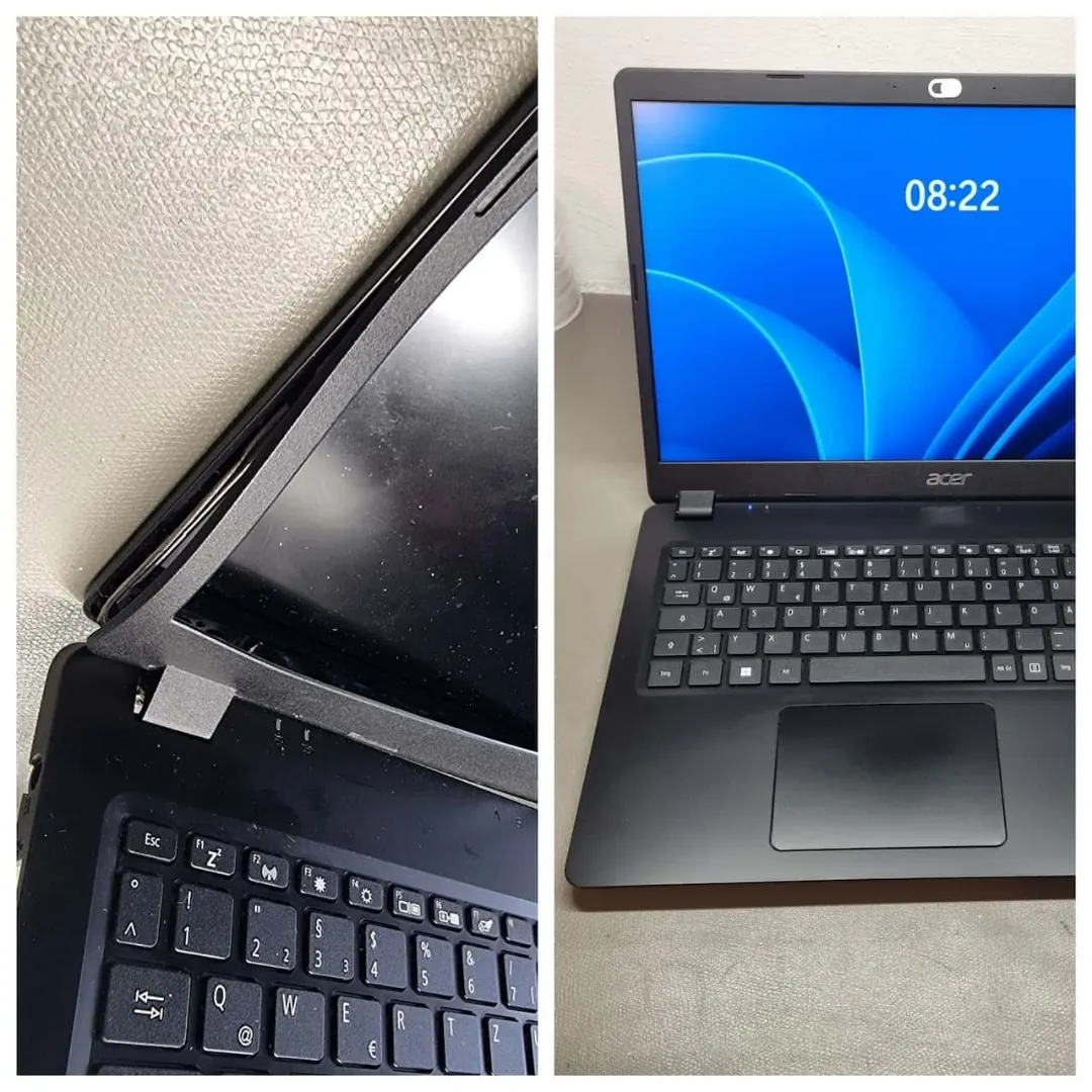 Acer Laptop: gebrochenes Scharnier und Displayrahmen repariert – wieder stabil Acer Laptop gebrochenes Scharnier Displayrahmen Reparatur AdrianRepair Kößlarn