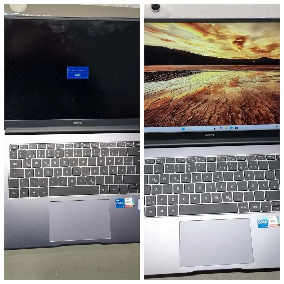 Huawei MateBook: Fehler 'No Boot Device' behoben – Windows startet wieder Huawei MateBook Laptop No Boot Device SSD Boot Reparatur Windows AdrianRepair